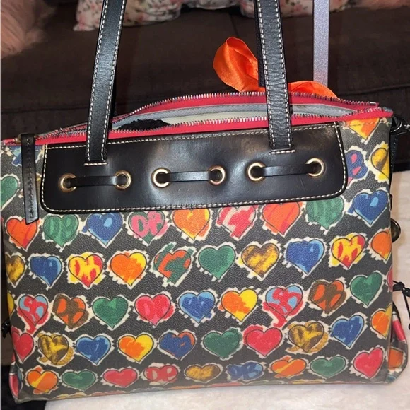 Dooney & Bourke Vintage Rainbow Crayon Graffiti Hearts Collection Bag Y2K 🌈 - Picture 6 of 17